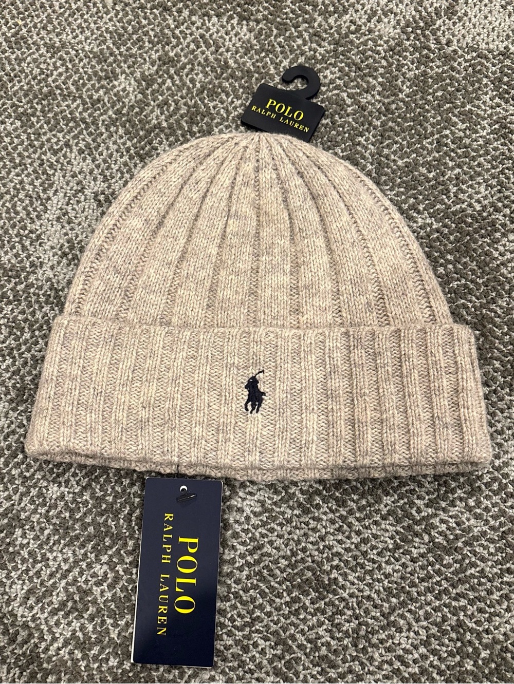 NWT Polo Ralph Lauren Light Heather Grey Beanie Winter Hat OSFA